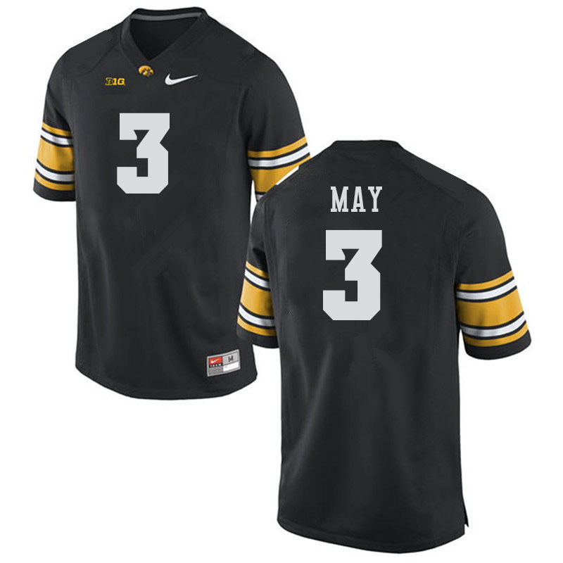 Men #3 Carson May Iowa Hawkeyes College Football Alternate Jerseys Sale-Black